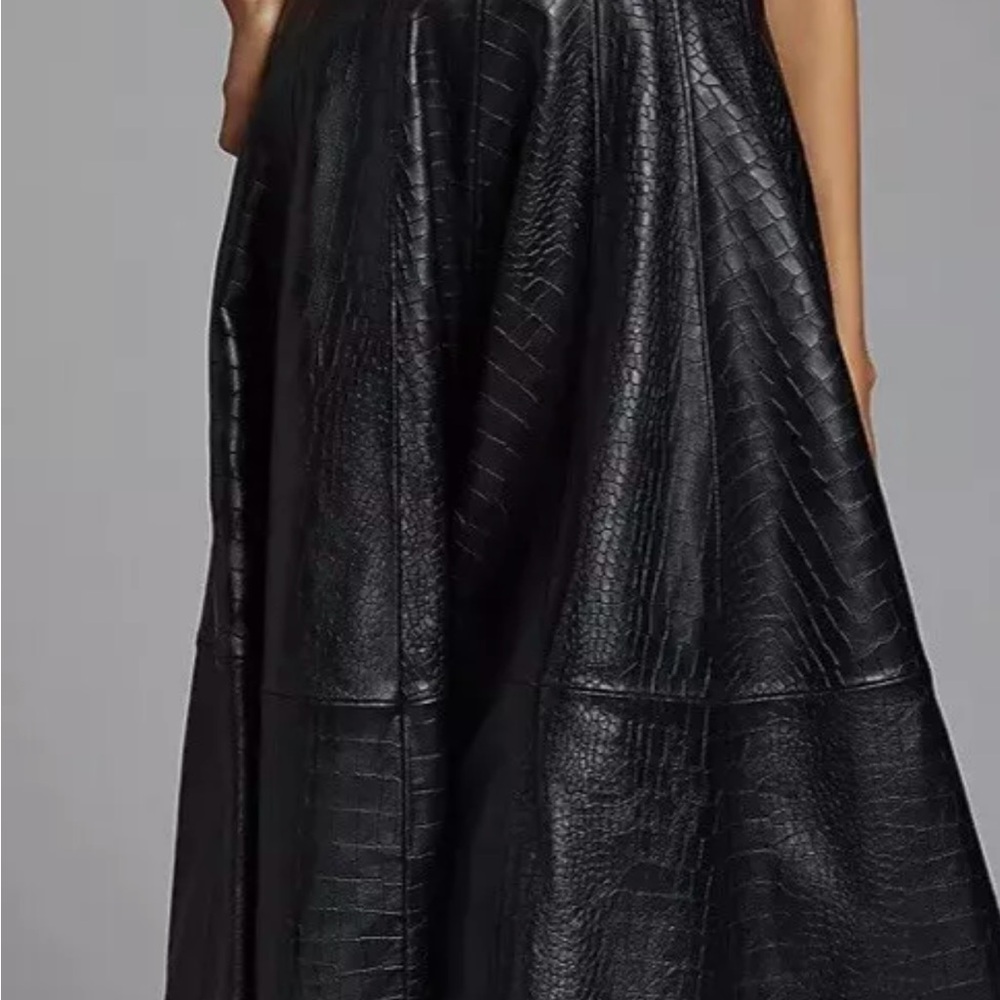 NWT Anthropologie Avec Les Filles Faux Leather Croc Embossed Midi Dress - Picture 3 of 7